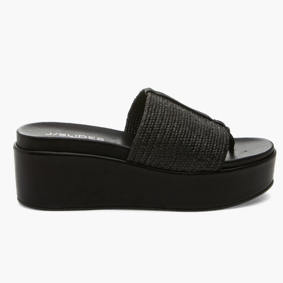 NWT J/SLIDES QUO Black Woven Wedge Sandal - Picture 2 of 15